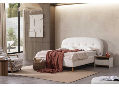 Bett Nachttisch Schlafzimmer Stil modern Farbe weiß neu Holz bequem