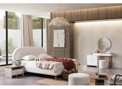Bett Nachttisch Schminktisch Spiegel Hocker Stil modern Farbe weiß