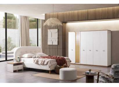 Bett Nachttisch Kleiderschrank Stil modern Farbe weiß neu geräumig