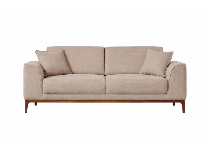 Sofa Modern Beige 3-Sitzer Designer-Sofa Stoff Holz Minimalismus