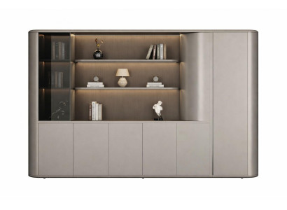 Moderner Büroschrank Luxuriöse Glastür Edle LED Beleuchtung Schrank