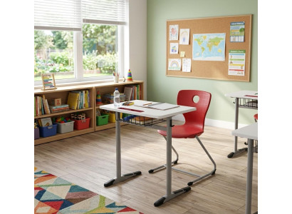 Schulset Modern Ergonomisch Braun Schultisch Rot Stuhl Einzeltisch