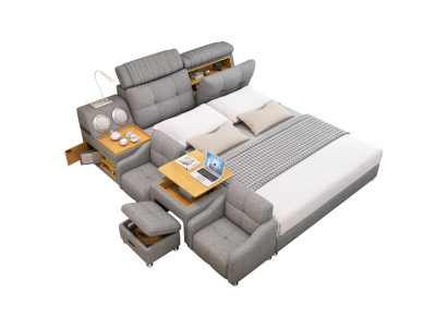 Multifunktionales Bett Moderner Stil Weiße Farbe Holzrahmen Weich