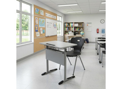 Schulset Modern Ergonomisch Grau Schultisch Schwarz Stuhl Einzeltisch