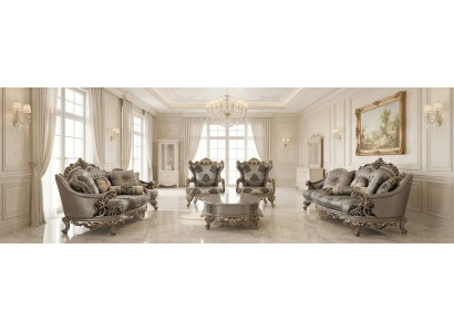 Wohnzimmer-Set im klassischen Stil mit 3+3+1+1 und Couchtisch