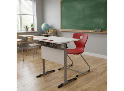 Schulset Modern Ergonomisch Grau Schultisch Rot Stuhl Einzeltisch