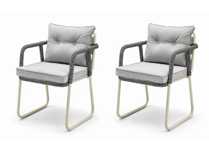 Stuhl Grau Weiß Farbe Moderner Stil Metallrahmen Weiches Sitzpolster
