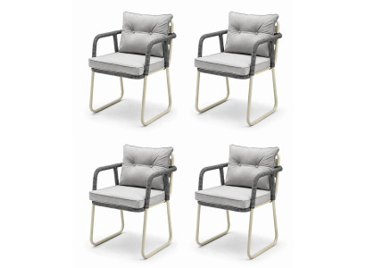 Stuhl Moderner Stil Grau Weiß Farbe Metallrahmen Weiches Sitzpolster