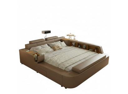 Multifunktionales Bett Moderner Stil Braun Holzrahmen Entspannend
