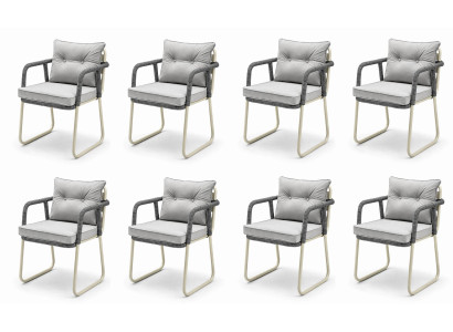 Stuhl Moderner Stil Grau Weiß Farbe   Weiches Sitzpolster Metallrahmen