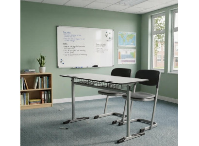 Schulset Modern Ergonomisch Schultisch Schwarz Stuhl Doppelsitzige