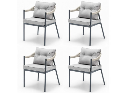 Stuhl Grau Farbe Moderner Stil Weicher Stuhl Metallrahmen Geflecht
