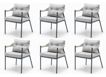 Stuhl Grau Farbe Moderner Stil Metallrahmen Geflecht Weicher Stuhl