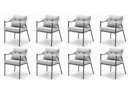 Stuhl Grau Farbe Moderner Stil Metallrahmen Weicher Stuhl Geflecht Neu