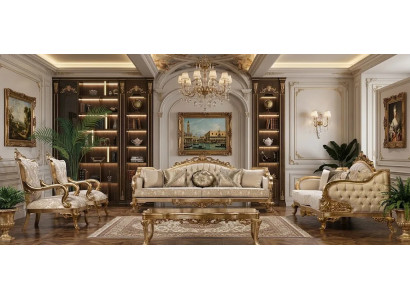Elegantes Wohnzimmer-Set: 3+3+1+1-Sitzer mit klassischem Couchtisch