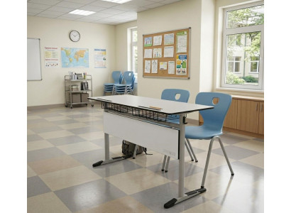 Schulset Modern Ergonomisch Grau Schultisch Blau Stuhl Doppelsitzige