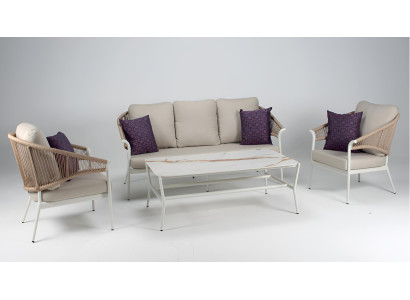 3-Sitzer Sofa Wohnzimmer Set Sessel Couchtisch Modern Set Premium Set