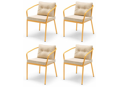 Stuhl Beige Gelb Farbe Moderner Stil Metallrahmen Weiches Sitzpolster