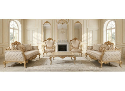 Exklusives Wohnzimmer-Set 3+3+1+1 mit Couchtisch