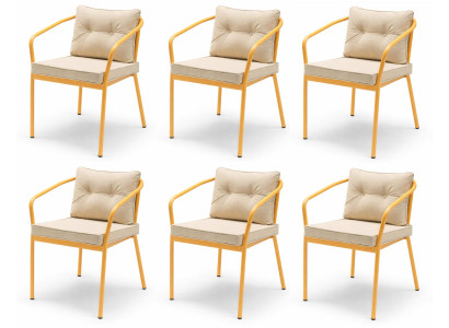 Stuhl Beige Orange Farbe Moderner Stil Metallrahmen Weiches Sitzpolster