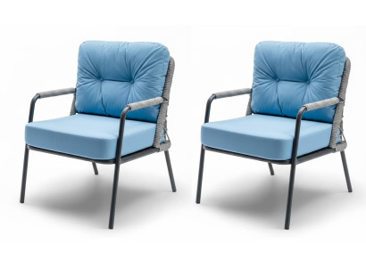 Stuhl Hellblau Farbe Moderner Stil Weiches Sitzpolster Geflecht Neu