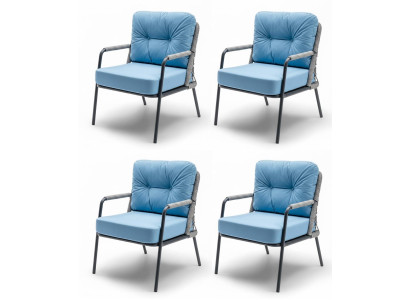 Stuhl Moderner Stil Hellblau Farbe Weiches Sitzpolster Geflecht Neu