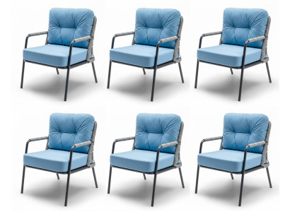 Stuhl Moderner Stil Hellblau Grau  Farbe Metallrahmen Geflecht Neu
