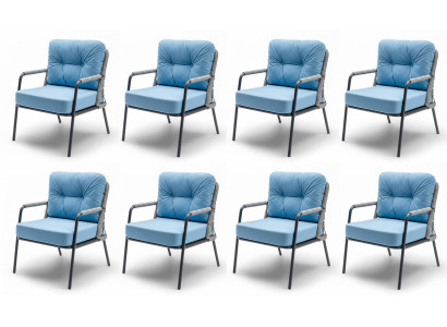 Stuhl Hellblau Grau Farbe Moderner Stil Metallrahmen Geflecht Neu