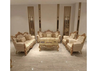 Elegantes Wohnzimmer-Set 3+3+1+1 mit stilvollem Couchtisch
