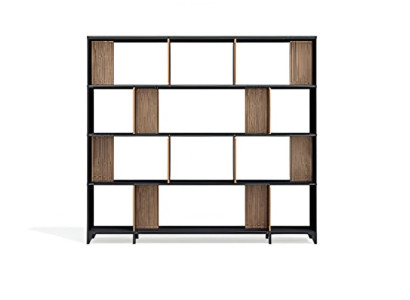 Modernes hochwertiges Regal mit Holzfächern für stilvolle Büroorganisation
