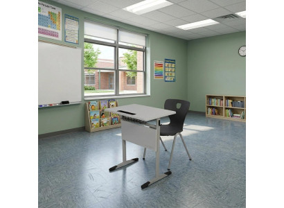Schulset Modern Ergonomisch Grau Schultisch Schwarz Stuhl