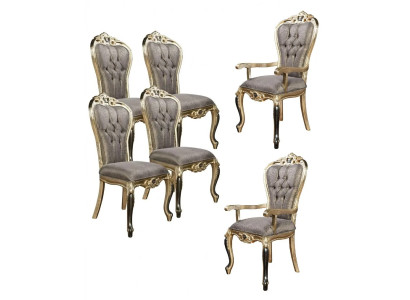Sechs stilvolle Stühle im klassischen Design für Esszimmer oder Küche