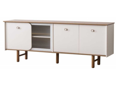 Sideboard Stil modern Farbe braun weiß neu Holz Glas Minimalismus