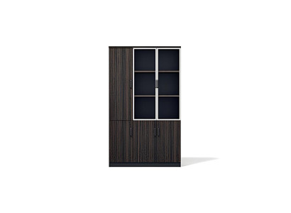 Moderner Büroschrank aus Holz und Glas für stilvolle Büroeinrichtung