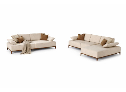 Wohnzimmer Set Modern Weiß Ecksofa 3-Sitzer Sofa Designer-Set Stoff