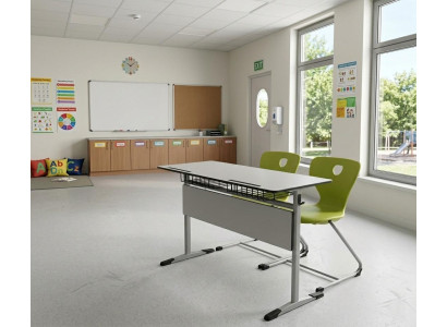 Schulset Modern Ergonomisch Grau Schultisch Grun Stuhl Doppelsitzige