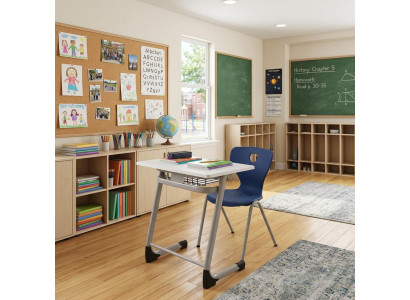 Modernes SChulset Kompakter Einzeltisch Designer Schulstuhl 2tlg