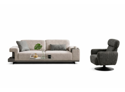 Wohnzimmer Set Modern Grau 2-Sitzer Sofa Designer-Set Minimalismus