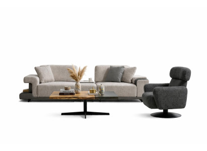 Wohnzimmer Set Modern Grau 2-Sitzer Sofa Designer-Set Minimalismus