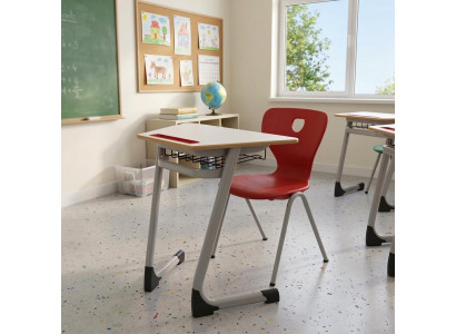 Schulset Modern Ergonomisch Grau Schultisch Rot Stuhl Einzeltisch