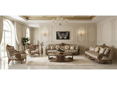 Elegantes Wohnzimmer-Set mit 3+3+1+1-Sitzern und Couchtisch