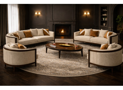 Stilvolles Wohnzimmer-Set 3+3+1+1-Sitzer mit passendem Couchtisch