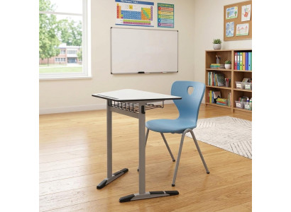 Schulset Modern Ergonomisch Grau Schultisch Blau Stuhl Einzeltisch
