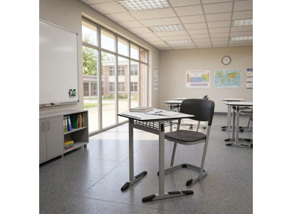 Schulset Modern Ergonomisch Grau Schultisch Schwarz Stuhl Einzeltisch