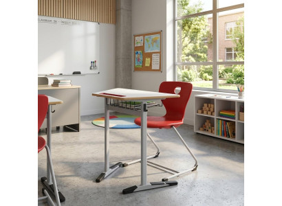 Schulset Modern Ergonomisch Grau Schultisch Rot Stuhl Einzeltisch