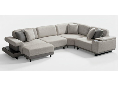 Wohnzimmer Set Modern Grau Designer-Ecksofa L-Form Komfortabel Stoff
