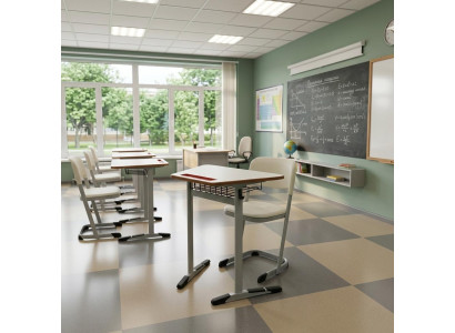 Schulset Modern Ergonomisch Grau Schultisch Weiß Stuhl Einzeltisch