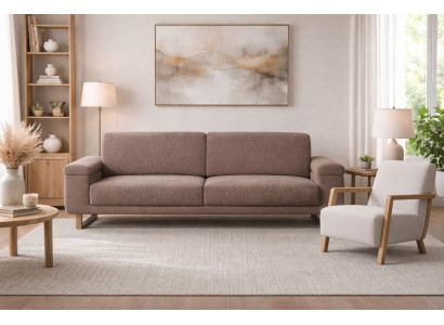 Edle Wohnzimmer Sitzgarnitur Brauner 3-Sitzer Polstersessel 2tlg