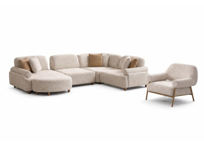 Wohnzimmer Set Modern Weiß Ecksofa U-Form Designer-Set Minimalismus