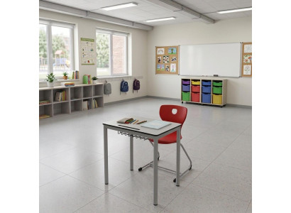 Schulset Modern Ergonomisch Grau Schultisch Rot Stuhl Einzeltisch